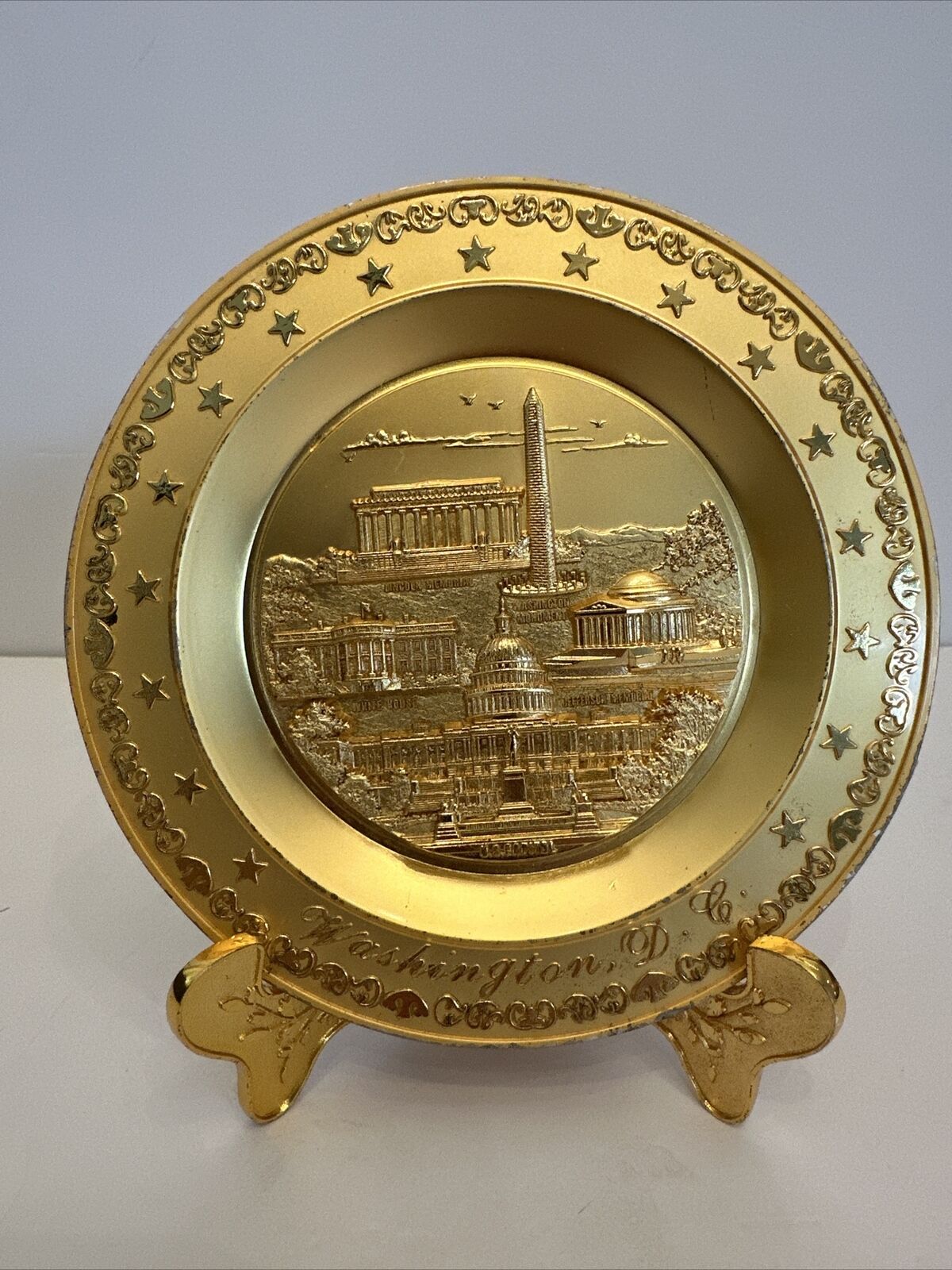 Washington DC Gold Plate W/Gold Stand 90001A US Capitol RARE
