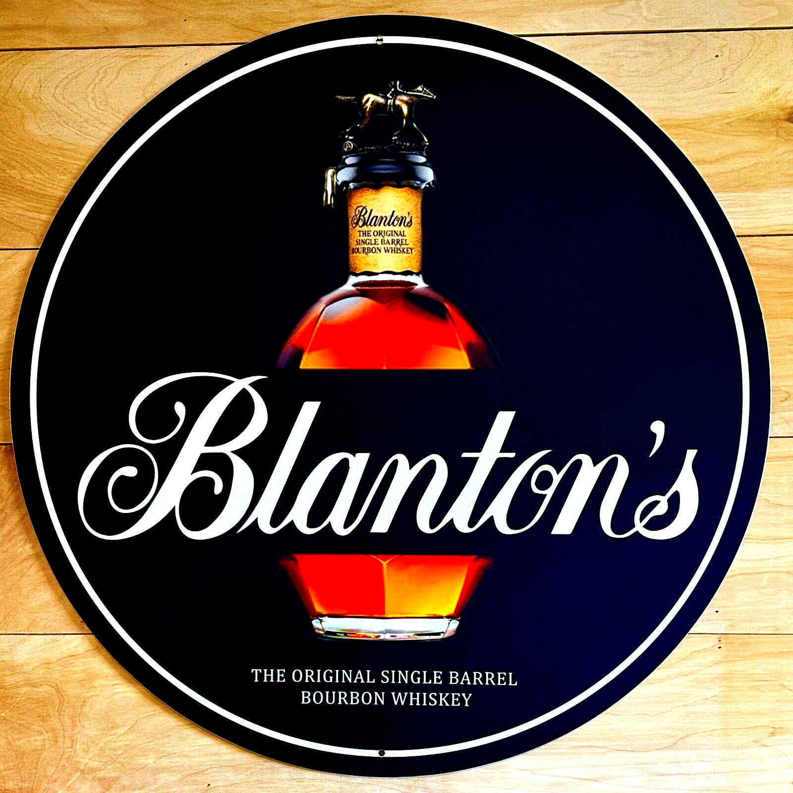 Blanton\'s Bourbon Whiskey Sign 24 inch diameter aluminum wall decor