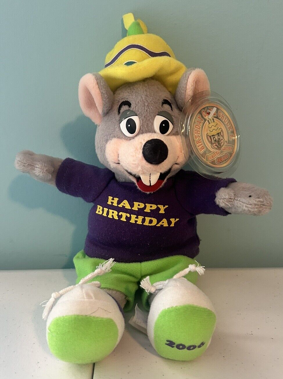 Chuck E Cheese Happy Birthday Plush Limited Edition Cake Hat Vintage w/ Tag 2006