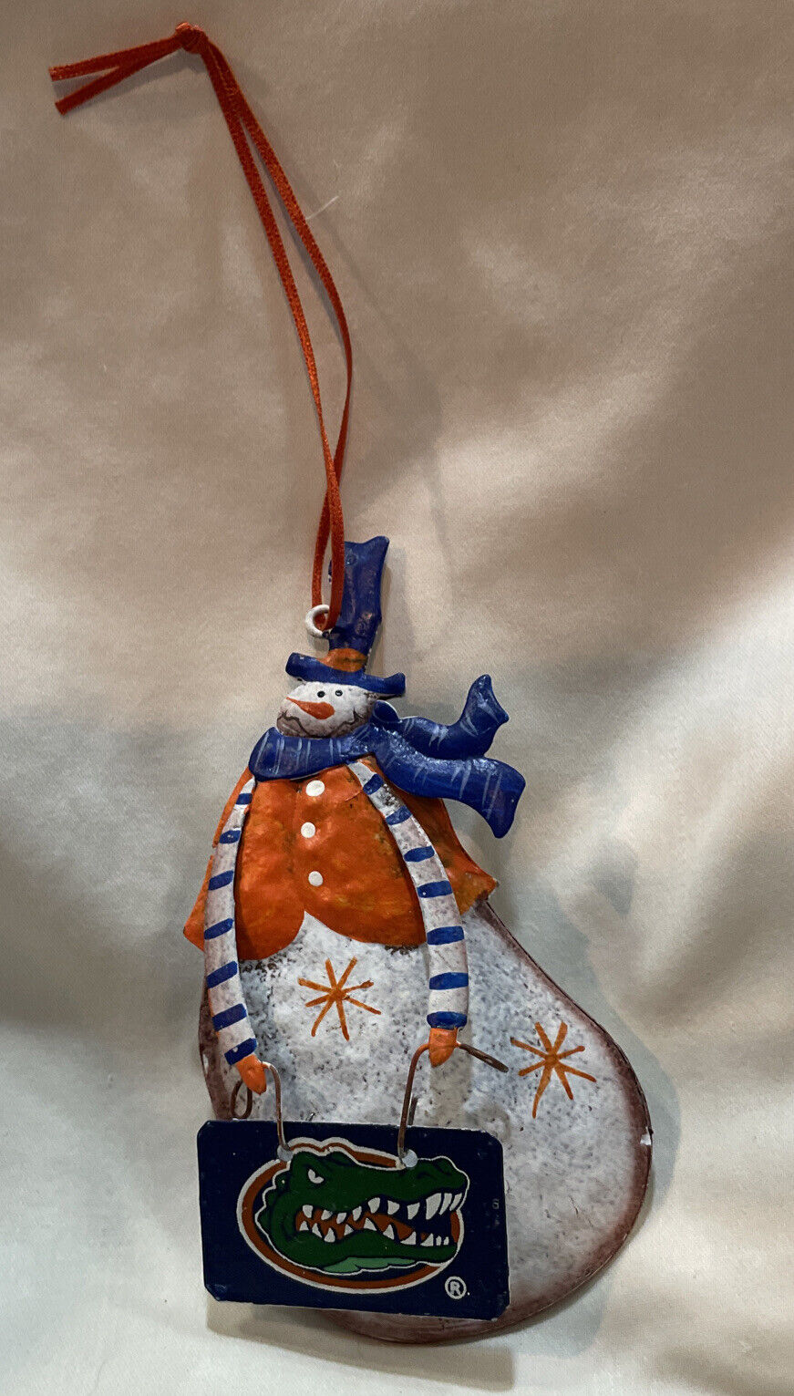 Florida Gators University of Florida Vintage Tin Snowman Christmas Ornament