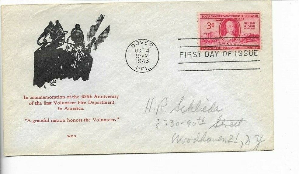 1948-FIRST DAY COVER-#971-VOLUNTEER FIREMEN ISSUE