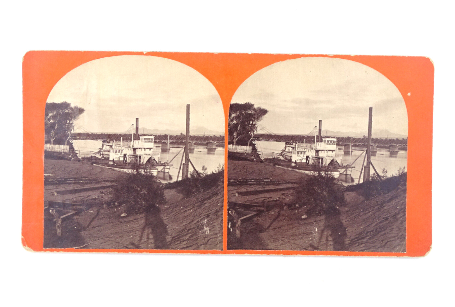 1890s Astoria, OR Steam Ship Stereoview Card Antique Photo Columbia River - SV1
