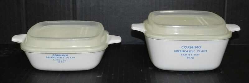 Vintage 1974 1976 Corning Greencastle PA Family Day Small Casserole Dishes Bowls