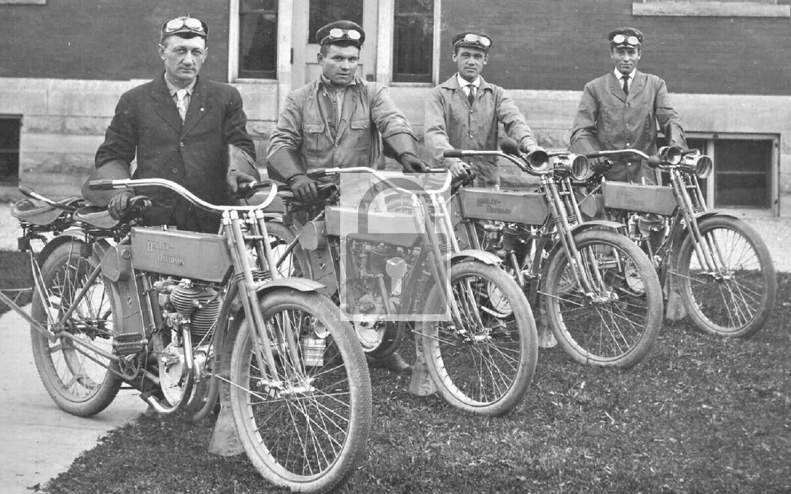 Men On Vintage Motorcycles Kewaunee Wisconsin WI Reprint Postcard