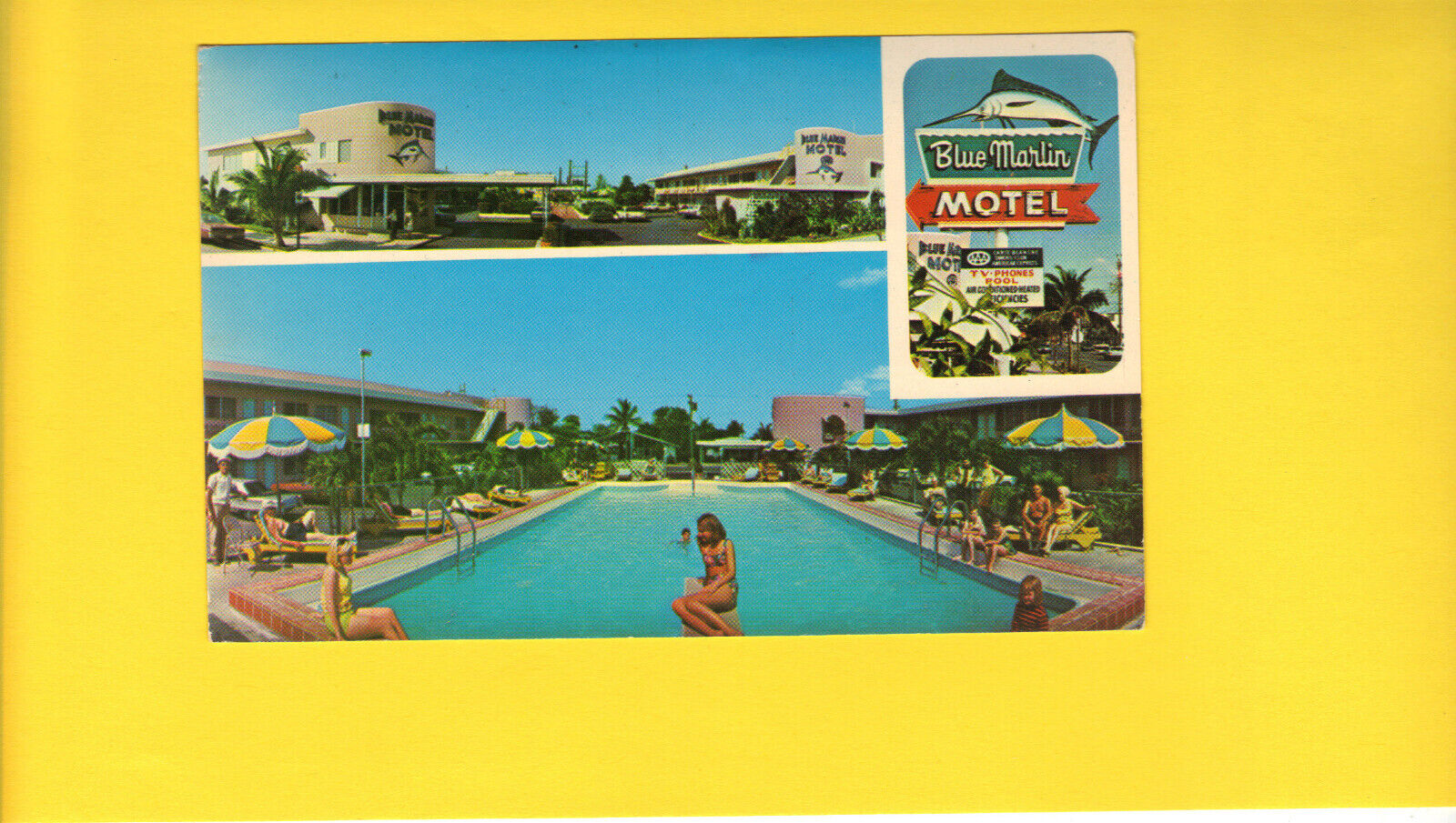 vintage 1969 postcard Blue Marlin Motel , Key West Florida