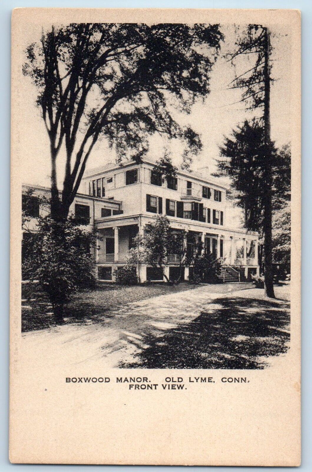 Old Lyme Connecticut CT Postcard Boxwood Manor Front View Building 1940 Unposted