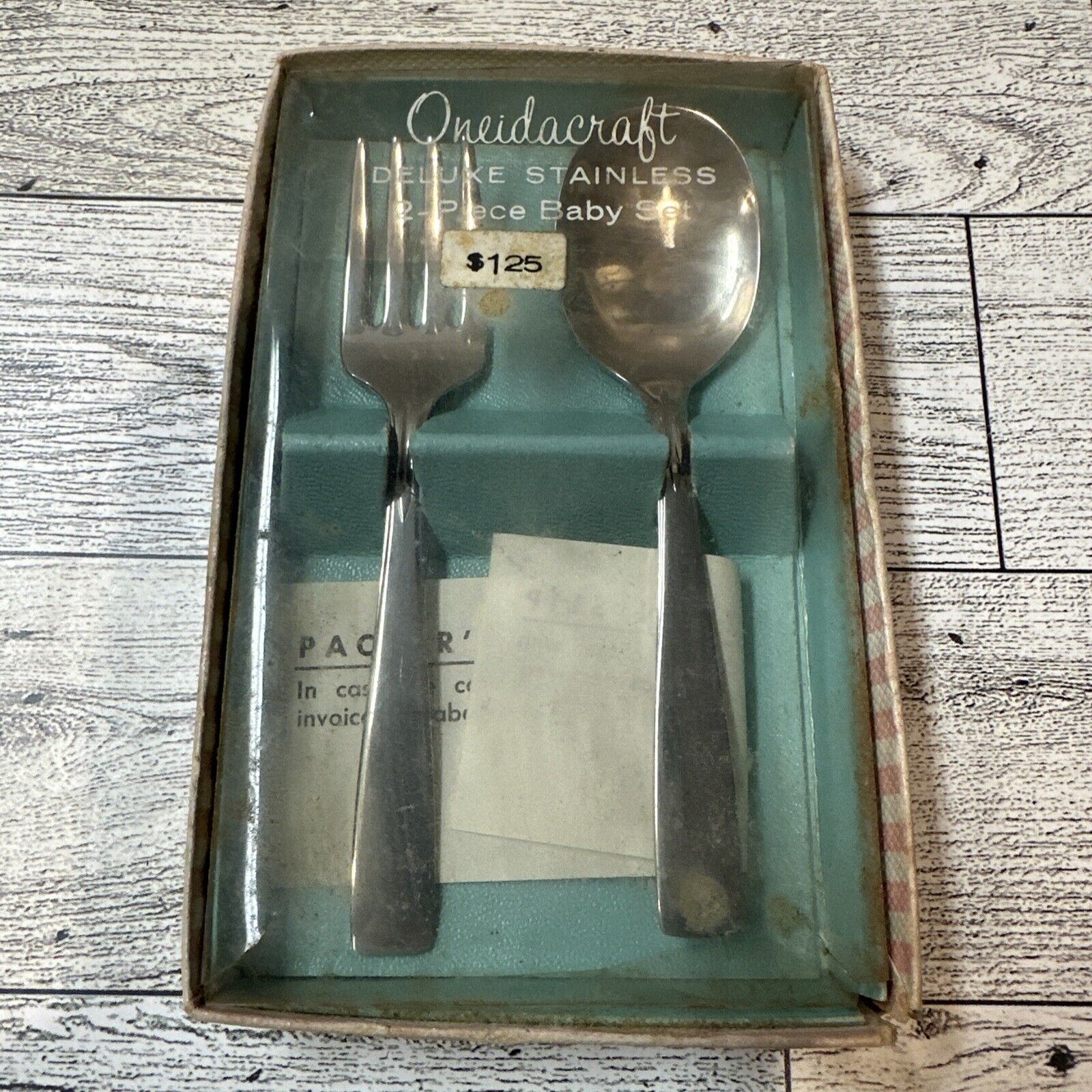 ONEIDACRAFT Deluxe Stainless 2 Piece Baby Set 4.25” Vintage Fork Spoon