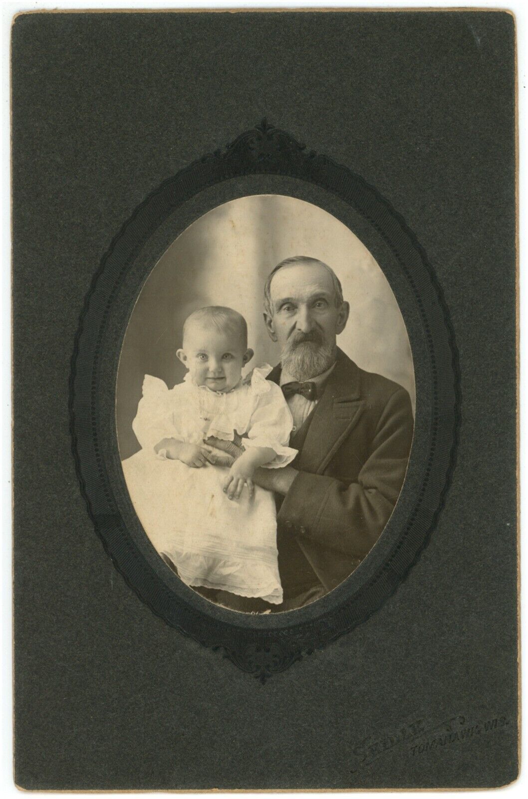 Circa 1880\'S Cabinet Card Adorable Image of Grandpa w. Child Seidel Tomahawk, WI