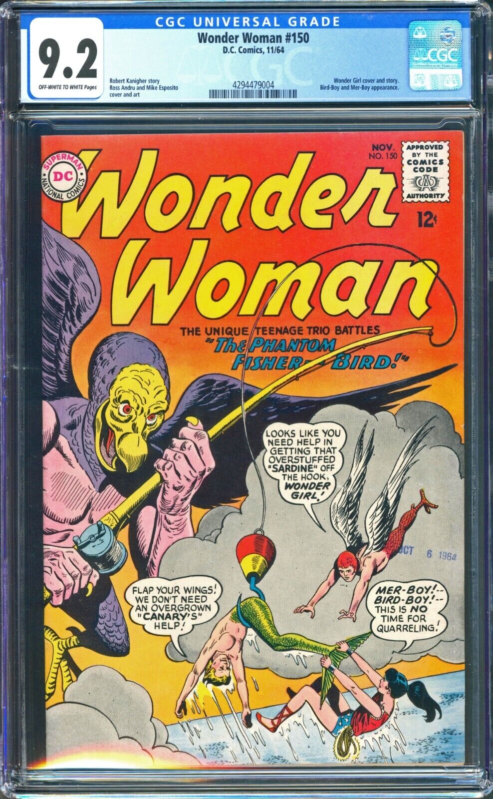 WONDER WOMAN #150  CGC 9.2 NM-  SHARP COPY WITH NICE OFF WHITE TO WHITE PAGES