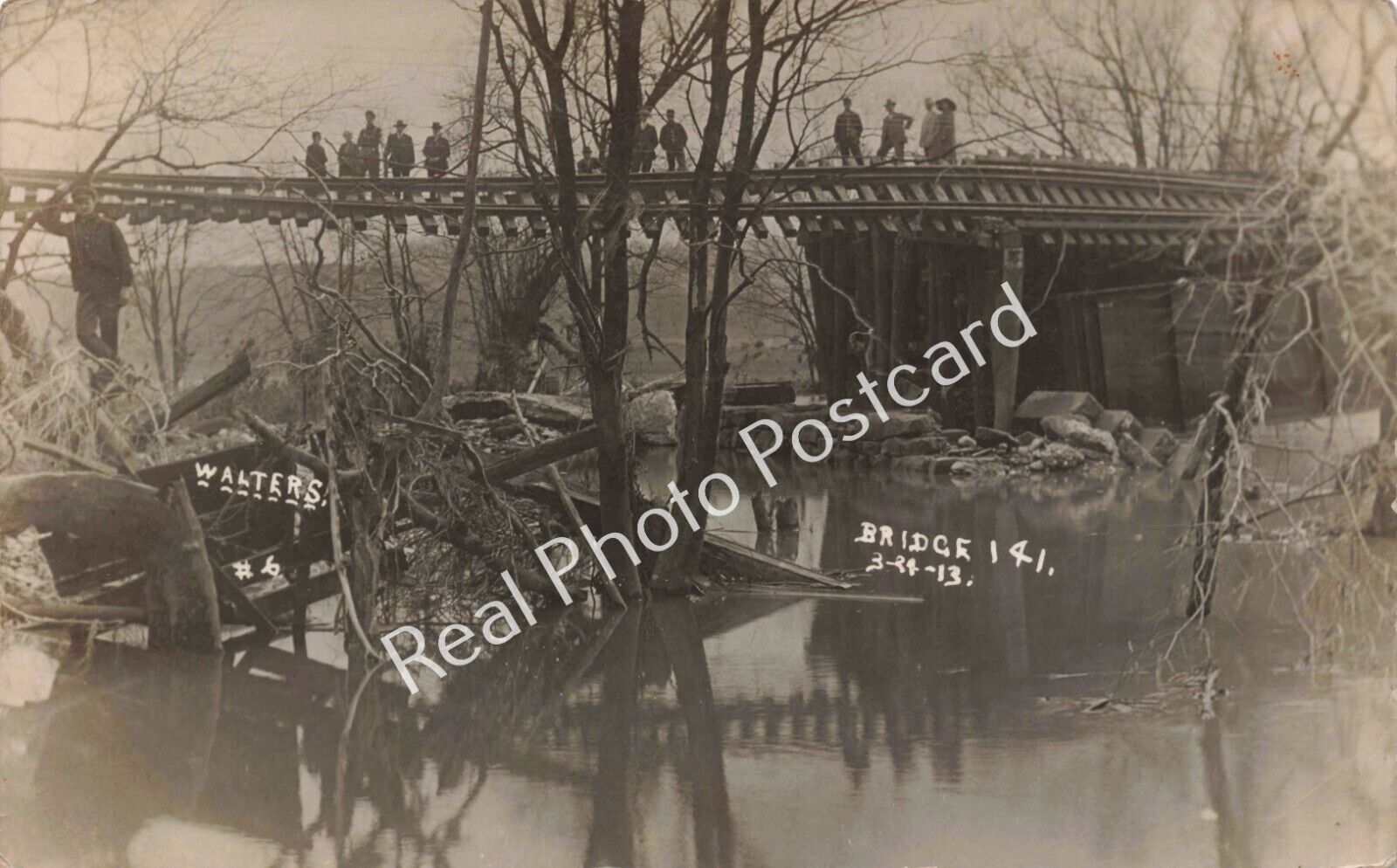 RPPC Pennsylvania Railroad Bridge 141 in Perrysville Ohio 1913 Disaster Postcard