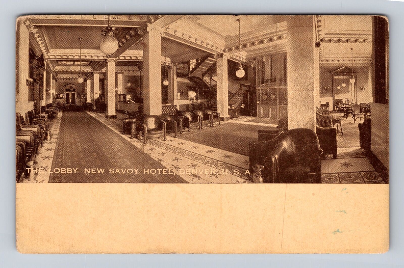 Denver CO-Colorado, Lobby, New Savoy Hotel, Advertisement, Vintage Postcard