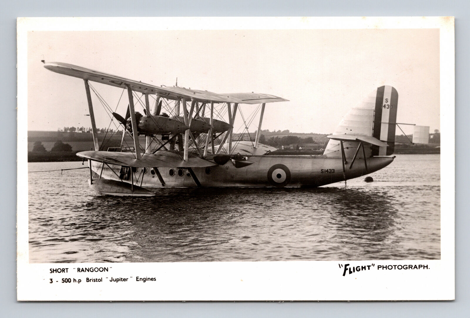 RPPC RAF Short Bros Rangoon Flying Boat Biplane FLIGHT Photograph Postcard