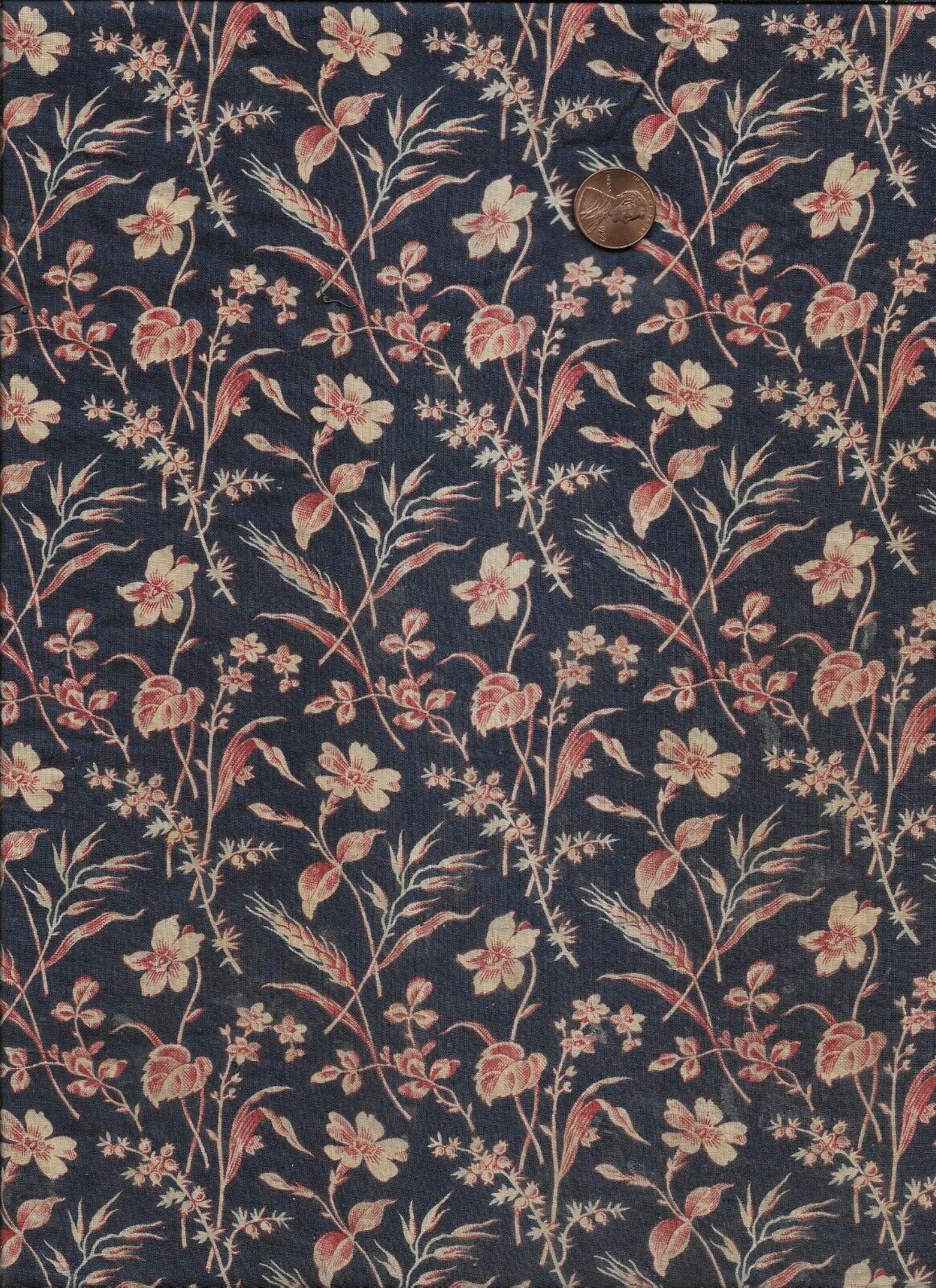 Antique 1900 Wild Grass and Flowers Fabric