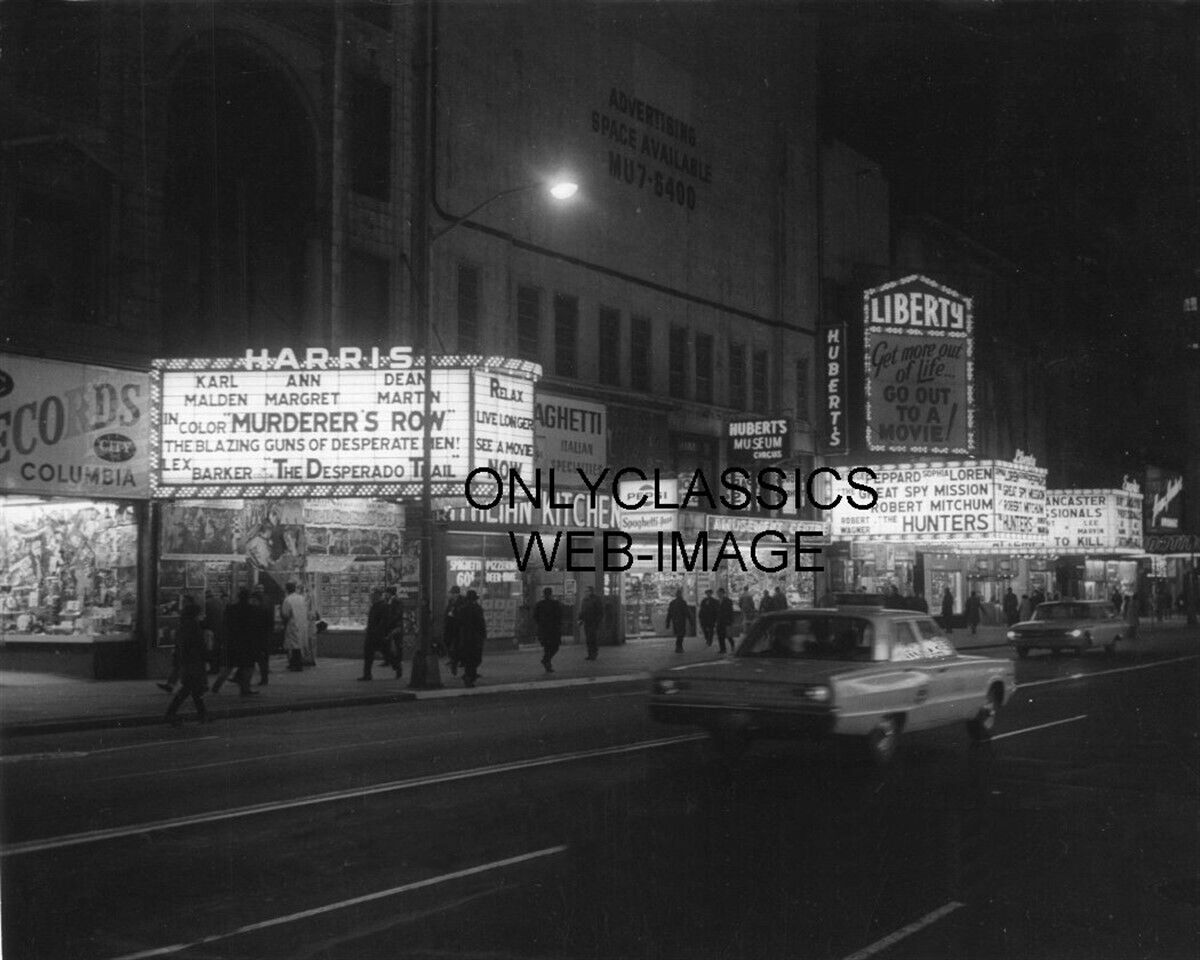 1967 MOVIE THEATERS MARQUEE NEW YORK CITY TIMES SQUARE 8X10 PHOTO NOIR 42ND ST.