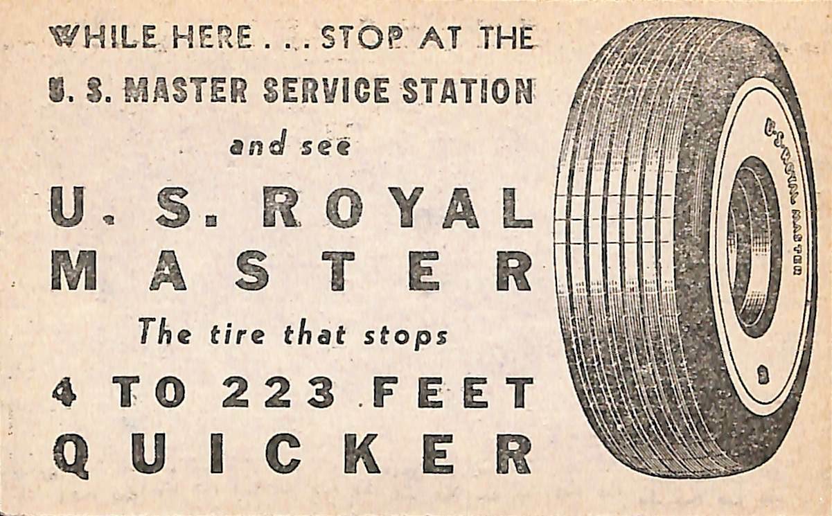 US Royal Master Tire Advertising Bay Auto Parks Golden Gate Expo Ticket c1940