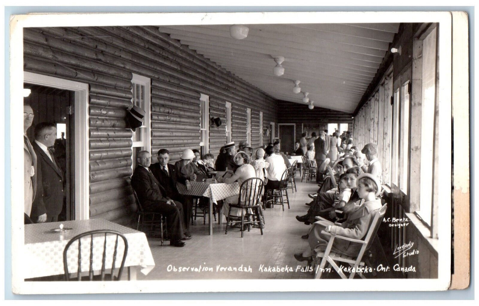 Kakabeka Ontario Canada Postcard Kakabeka Falls Inn Verandah c1940\'s RPPC Photo