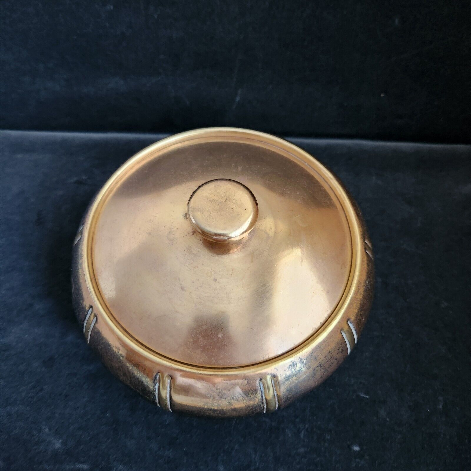 Beautiful Vintage Solid Brass Bowl with Lid from Korea, 1950s/60s, Bird Design