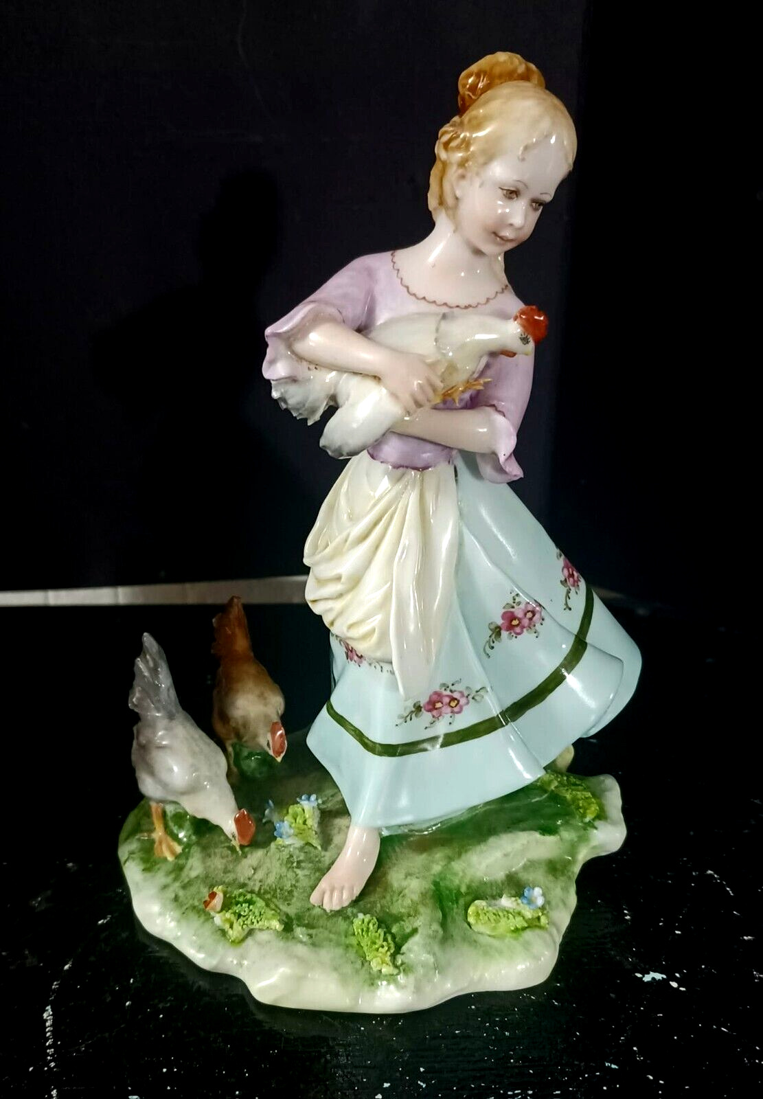 Antique Italian Capodimonti Porcelain Figurine, Peasant Girl, 6\