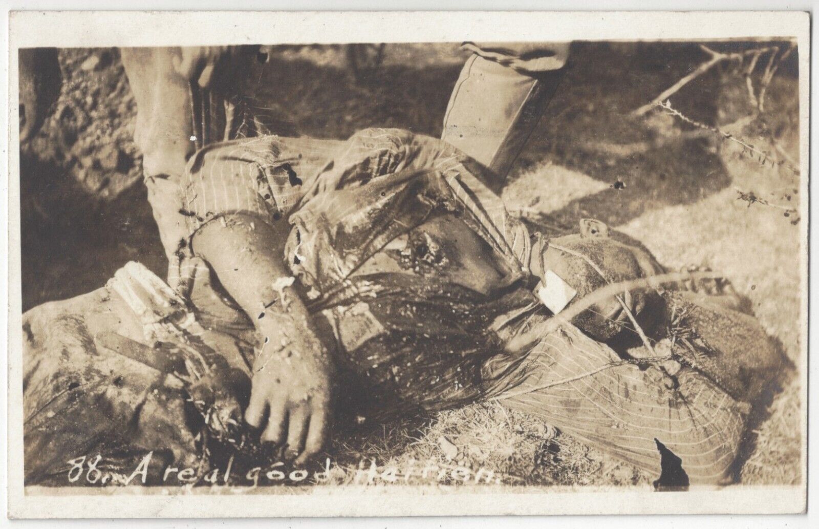 1916 Mexican Revolution Border War - REAL PHOTO Dead Soldier - Mexico Postcard