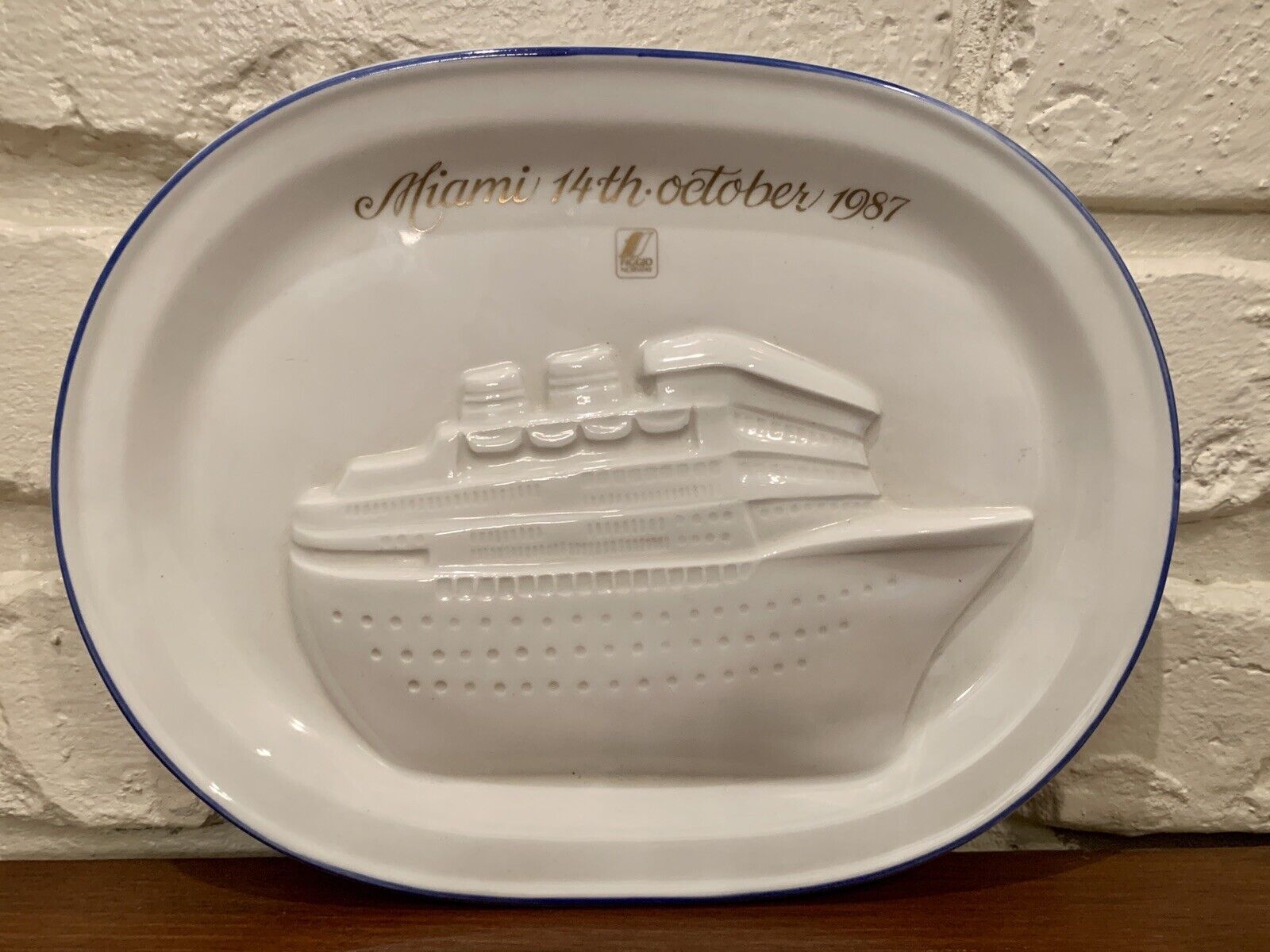 Vintage SS NORWAY Relief Plate Oct 14 1987 Figgjo