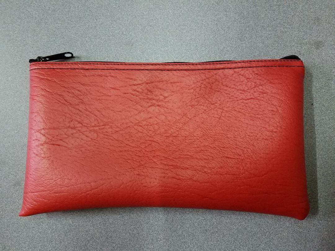 1 Brand New Red Zippered Vinyl Bank Deposit Money Bag Tool Organizer