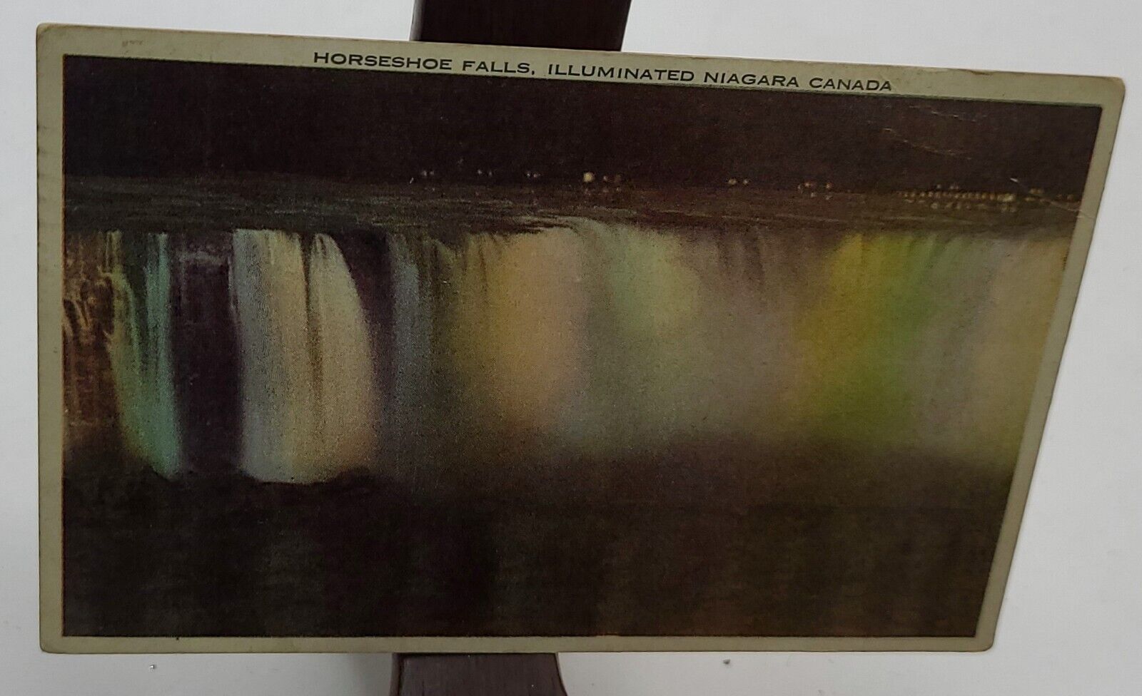Niagara Canada Vintage 1937  Postcard Horseshoe Falls Illuminated