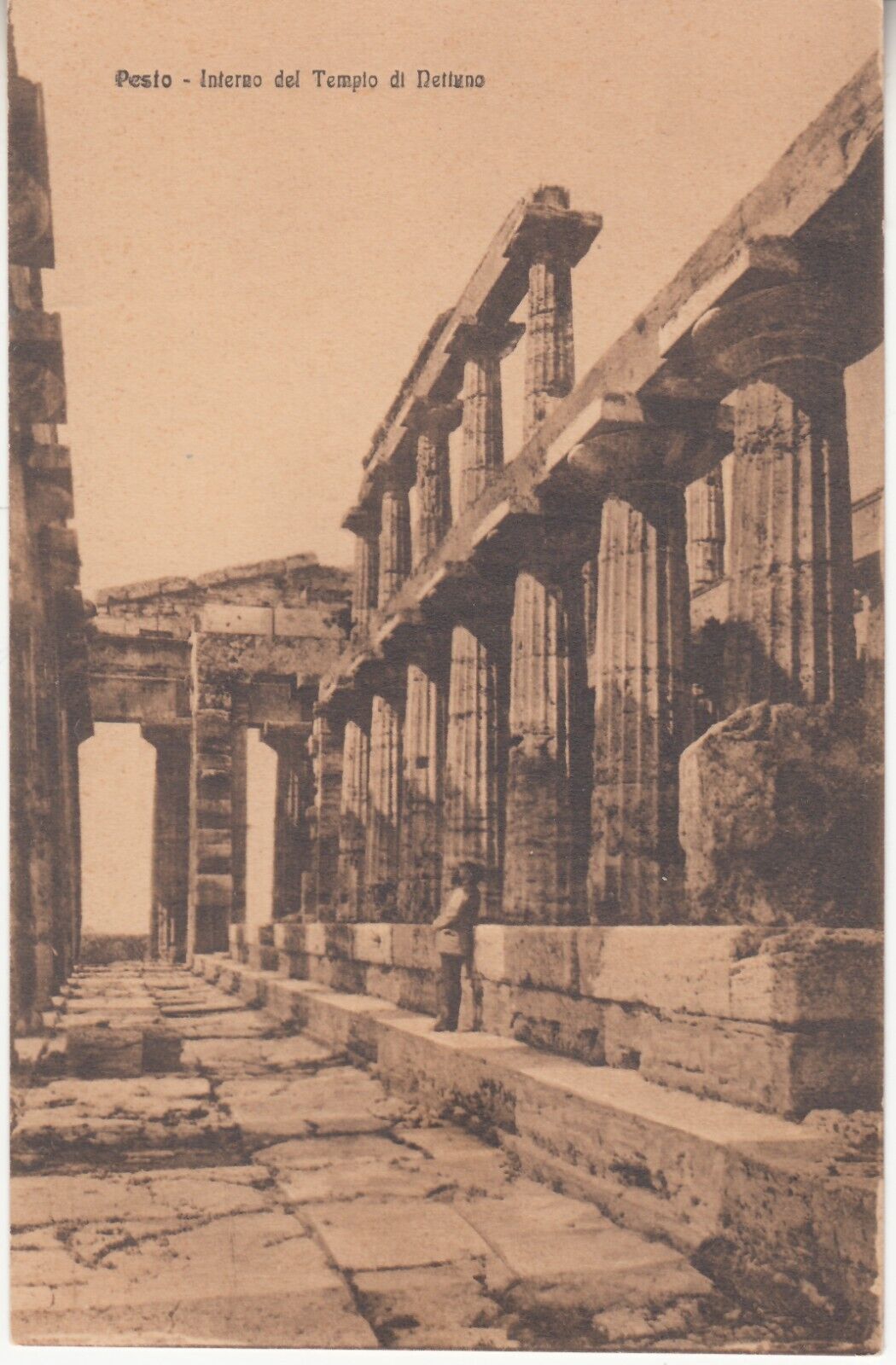 Italy. Salerno - Pesto - Temple of Neptune. Templo di Nettuno Vintage postcard.