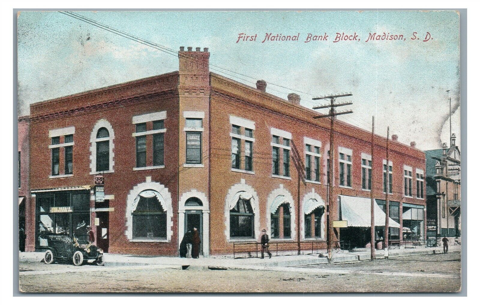 First National Bank Block MADISON SD South Dakota Postcard