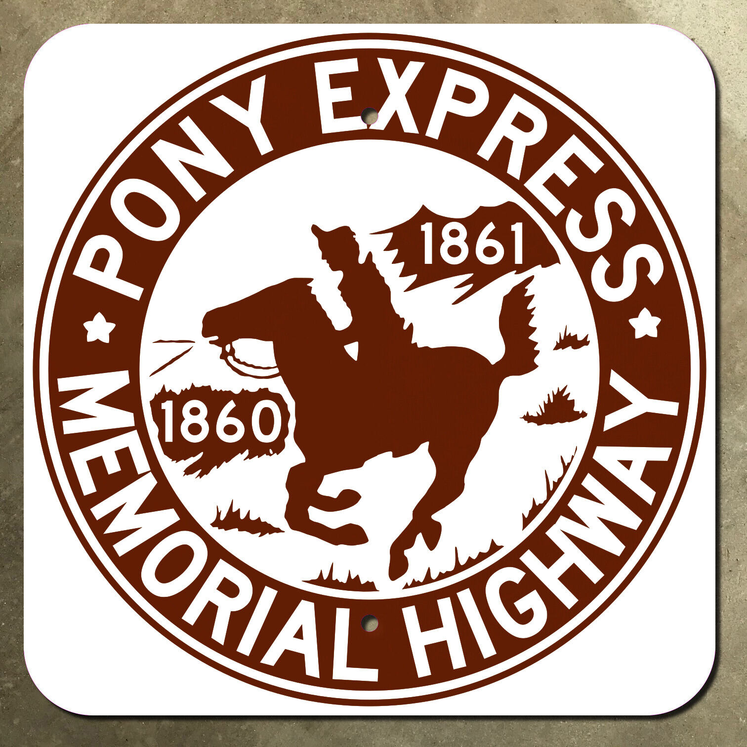 Kansas Pony Express Memorial Highway marker road sign Marysville 1860 1861 15x15