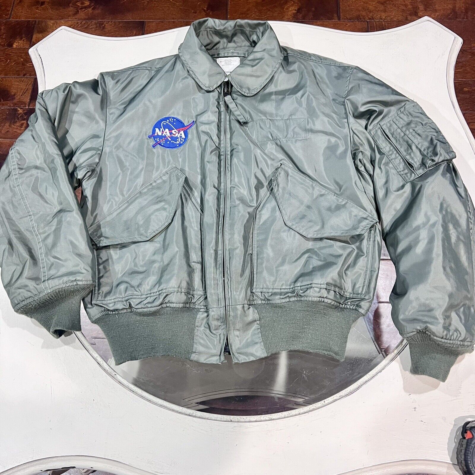 Flyer\'s Cold Weather Nomex CWU-45/P Bomber Jacket Large US Army W/ NASA Patch