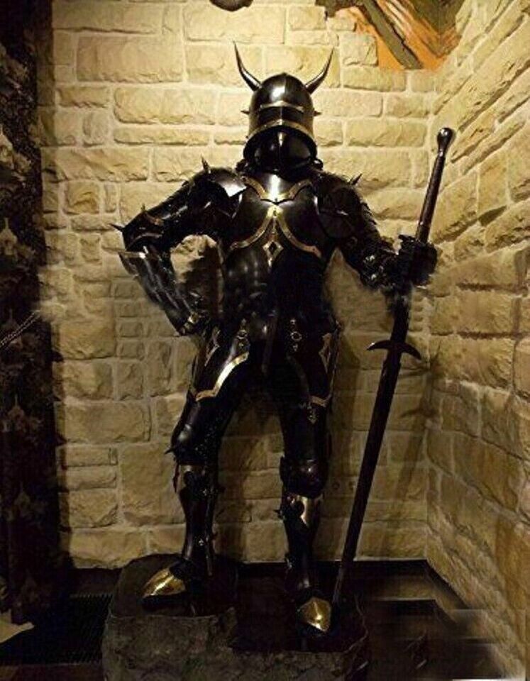 Medieval Copper Armor Suit Wearable Knight Gothic Full Body Armor Horn Costume