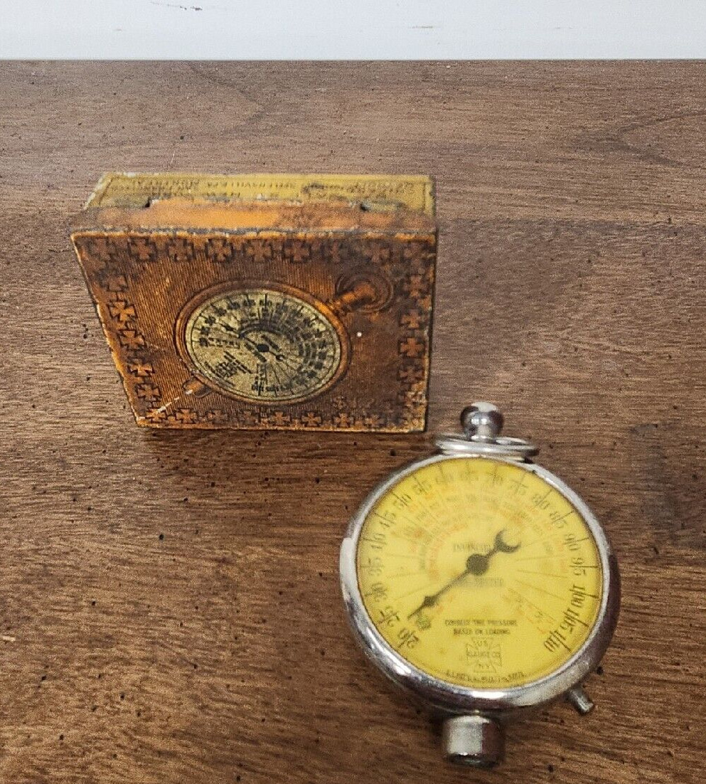VINTAGE INVINCIBLE TIRE TESTER WITH TIN CASE