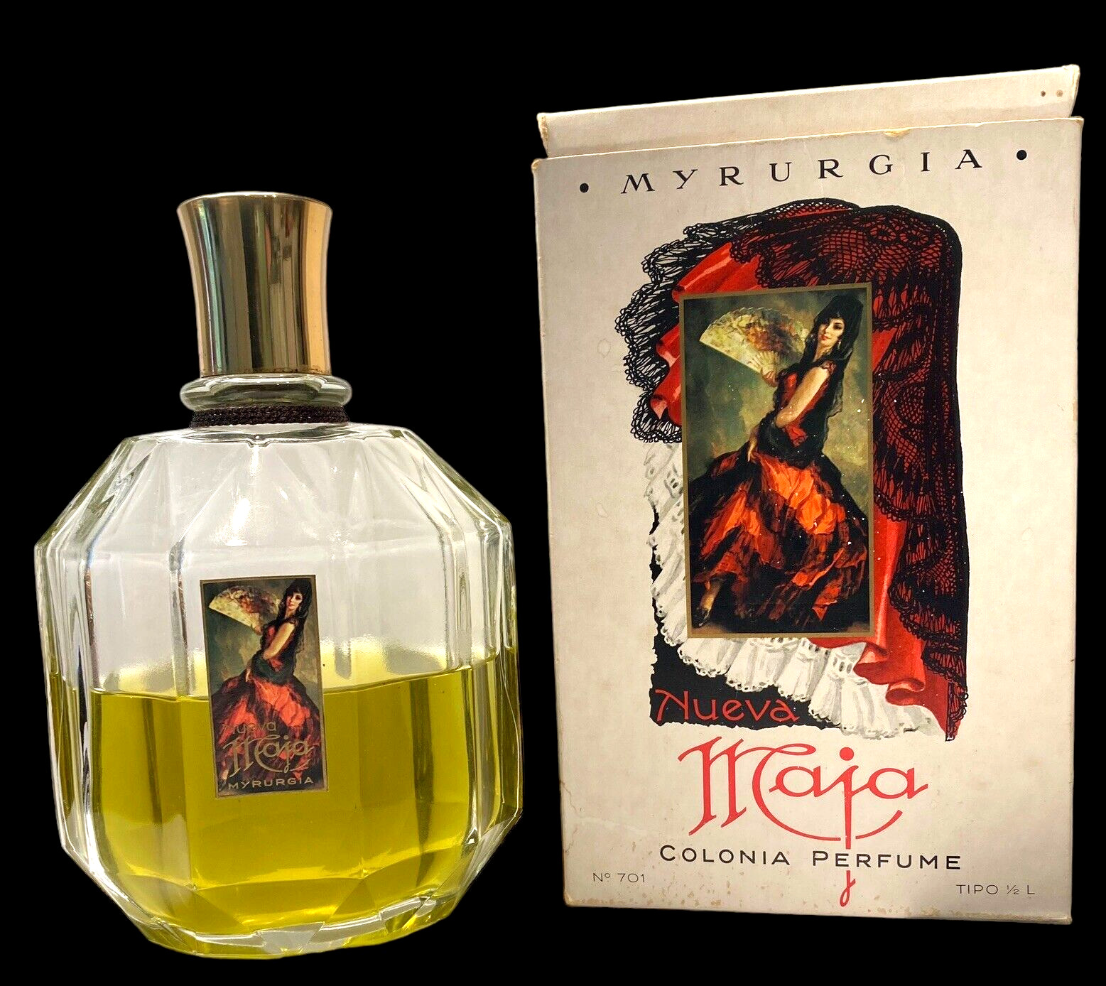 Vintage Cologne Perfume 8oz RARE Myrurgia Maja 1/2 Liter Bottle SPAIN 50% approx