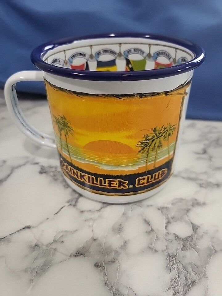 British Navy Pussers Rum Painkiller Club Tortola Enamelware Tin Recipe Mug Cup