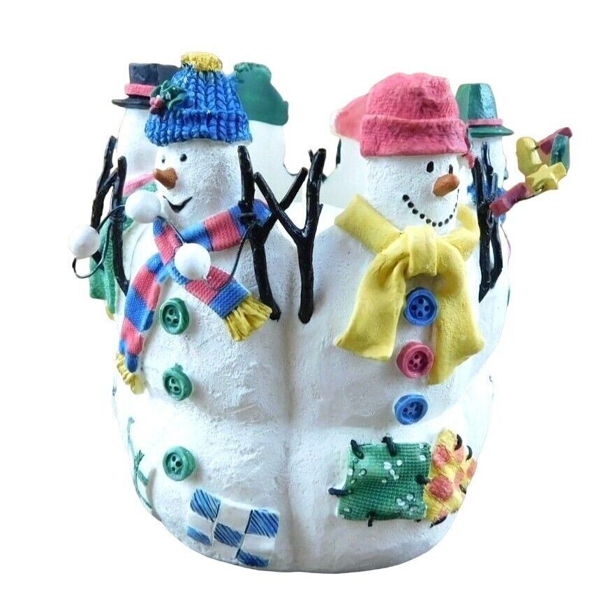 Vintage Avon Christmas Snowy Folks Snowman Candle Holder and Candle