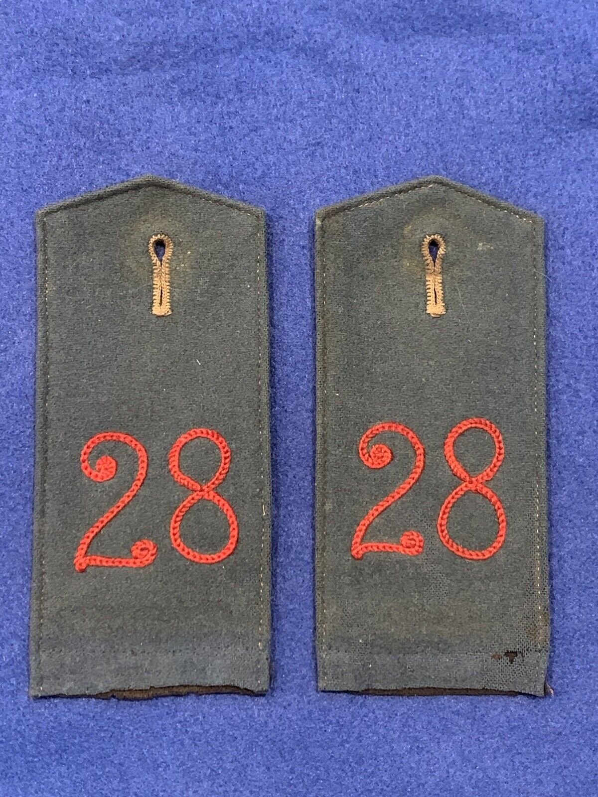 Original WW1 Imperial German 28th Infantry Regiment Shoulder Board Pair