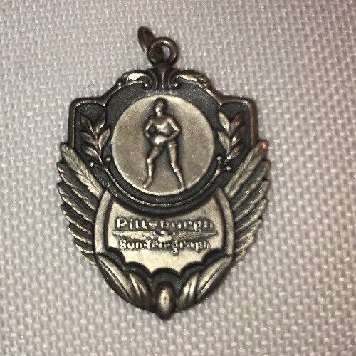 Vtg 1939 Sterling Silver Pittsburg Sun-Telegraph Olympic? Sports Pendant Medal