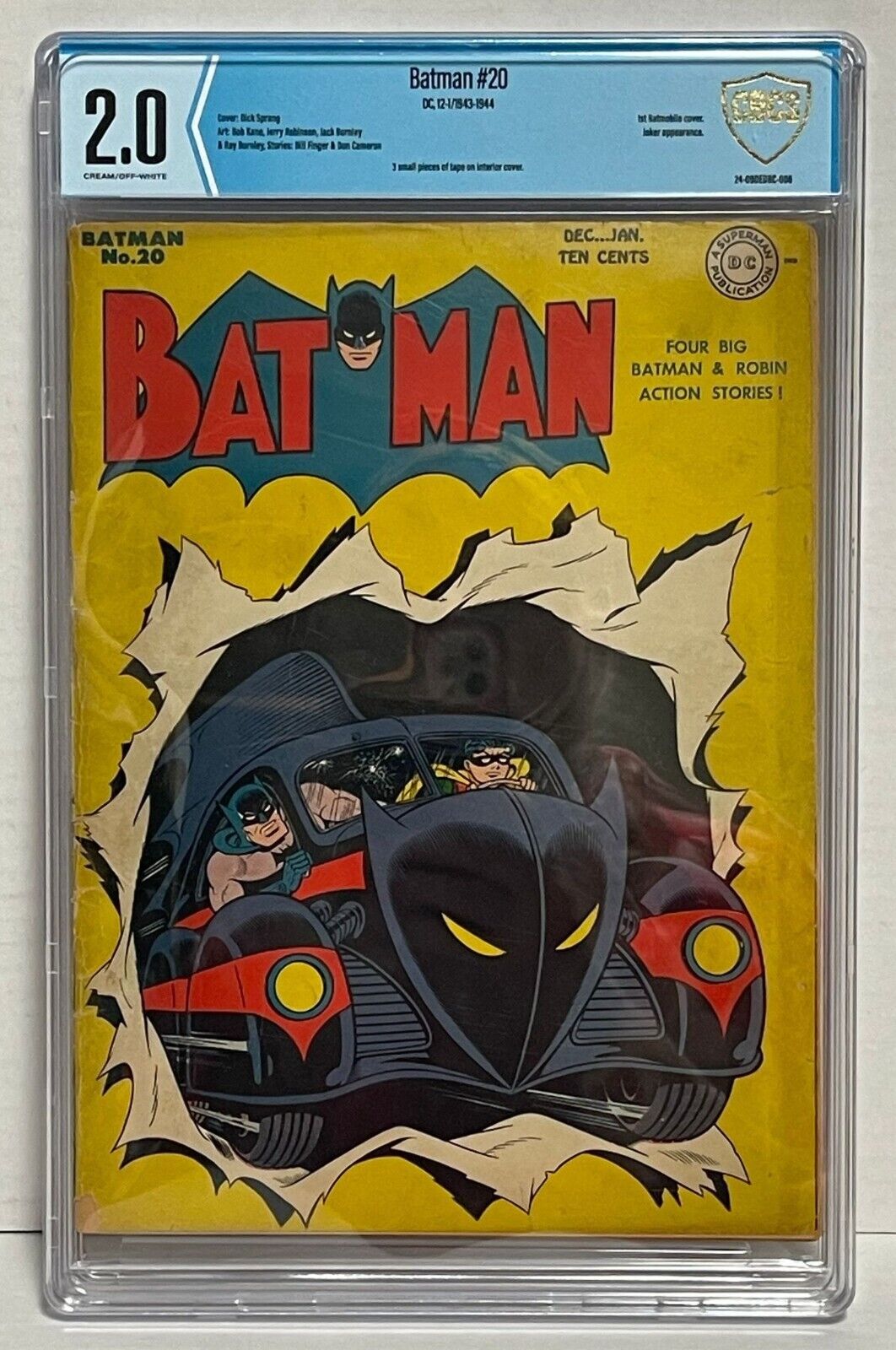 Batman #20 (DC Comics 1944) First Batmobile Cover CBCS 2.0 Golden Age Comic