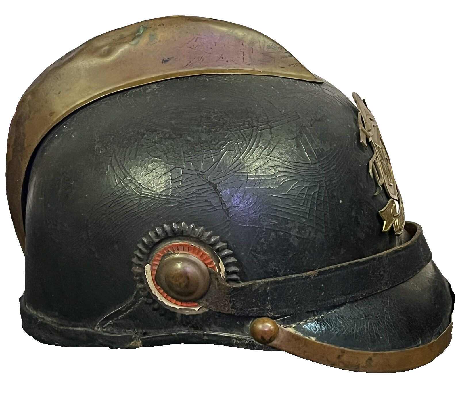 WWI Era Imperial German Pickelhaube Fireman's Hat / Helmet Excellent Shape