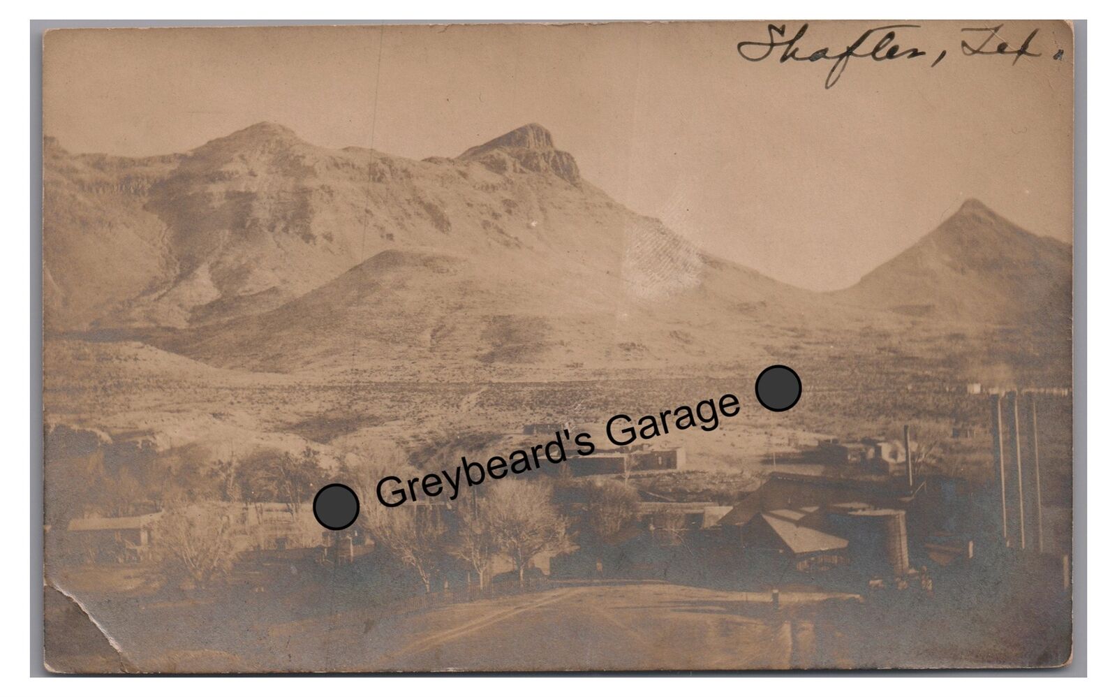 RPPC GHOST TOWN Aerial View SHAFTER TX Presidio County 1906 Real Photo Postcard