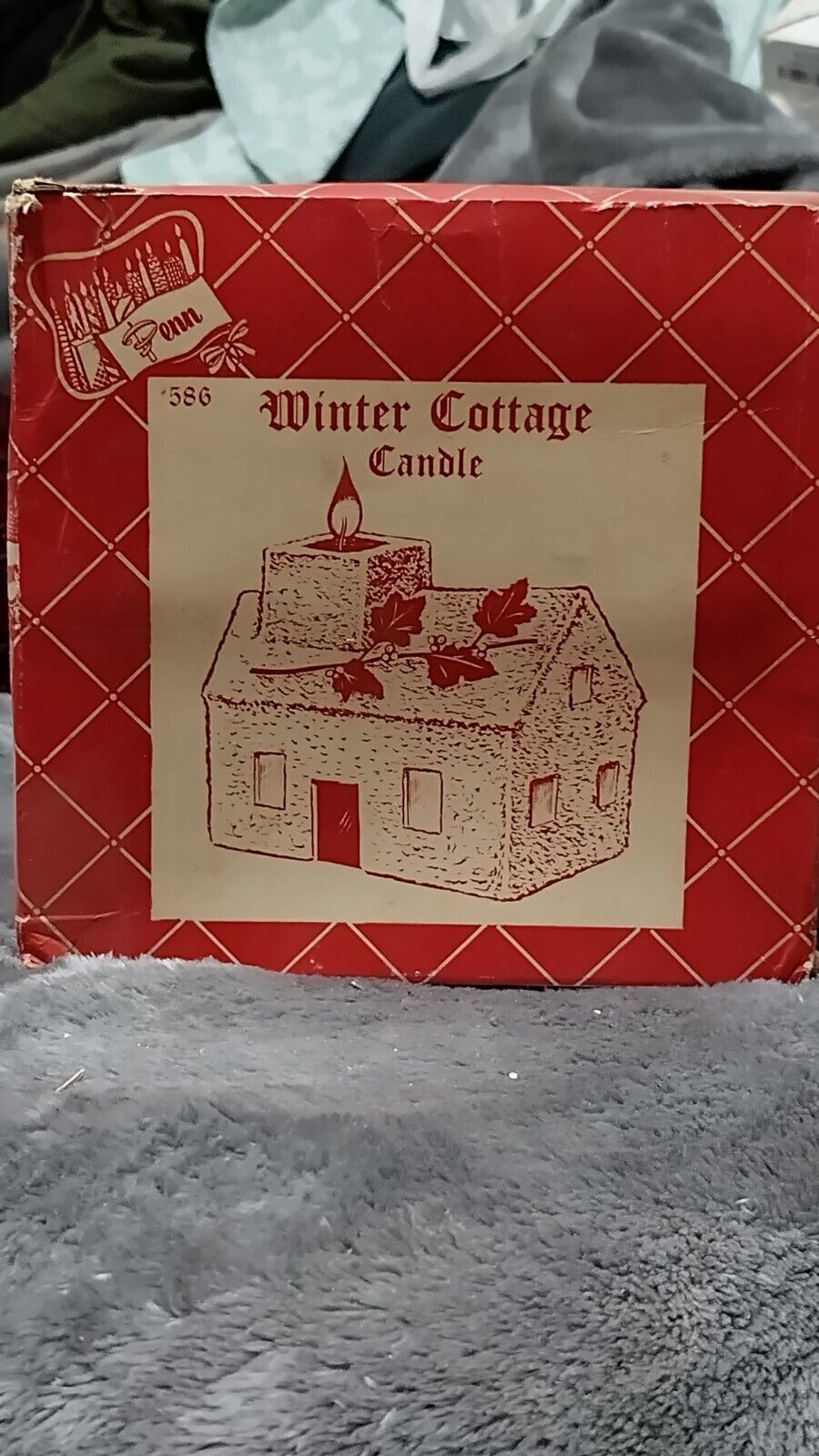RARE VTG Penn Wax Works Winter  Cottage Candle #586 w/Original Box Christmas NOS