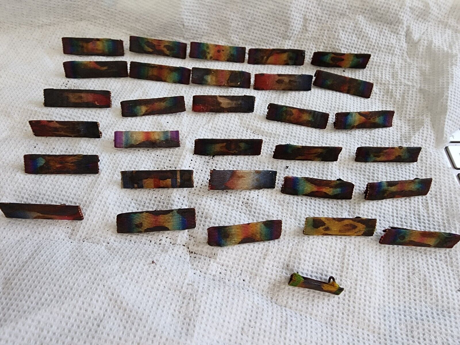 30-WWI FRENCH VICTORY RIBBONS , FROM A DIG IN FRANCE VERY REAL THING SEE STORE 