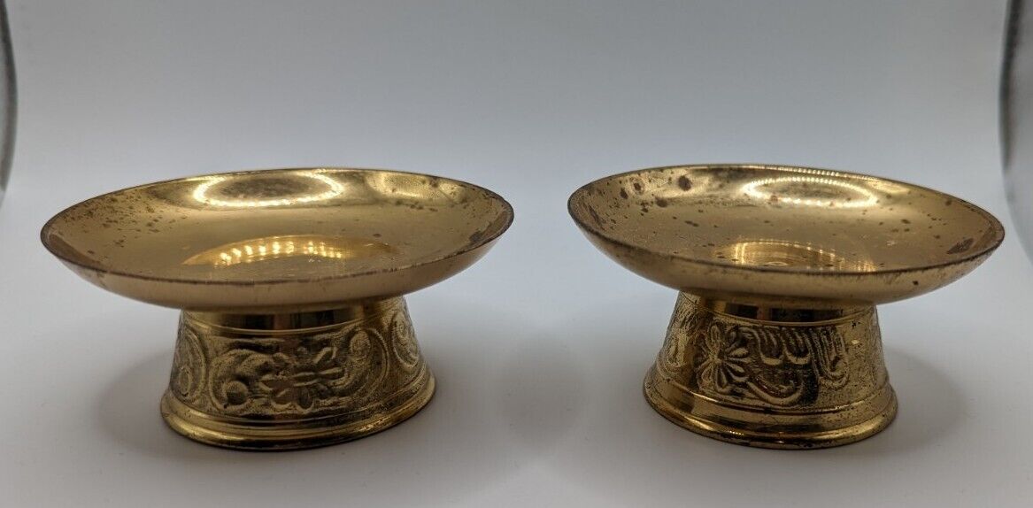 2 - Elegant Expressions 3 Inch Brass Pillar Candle Holder Collectible Home Decor