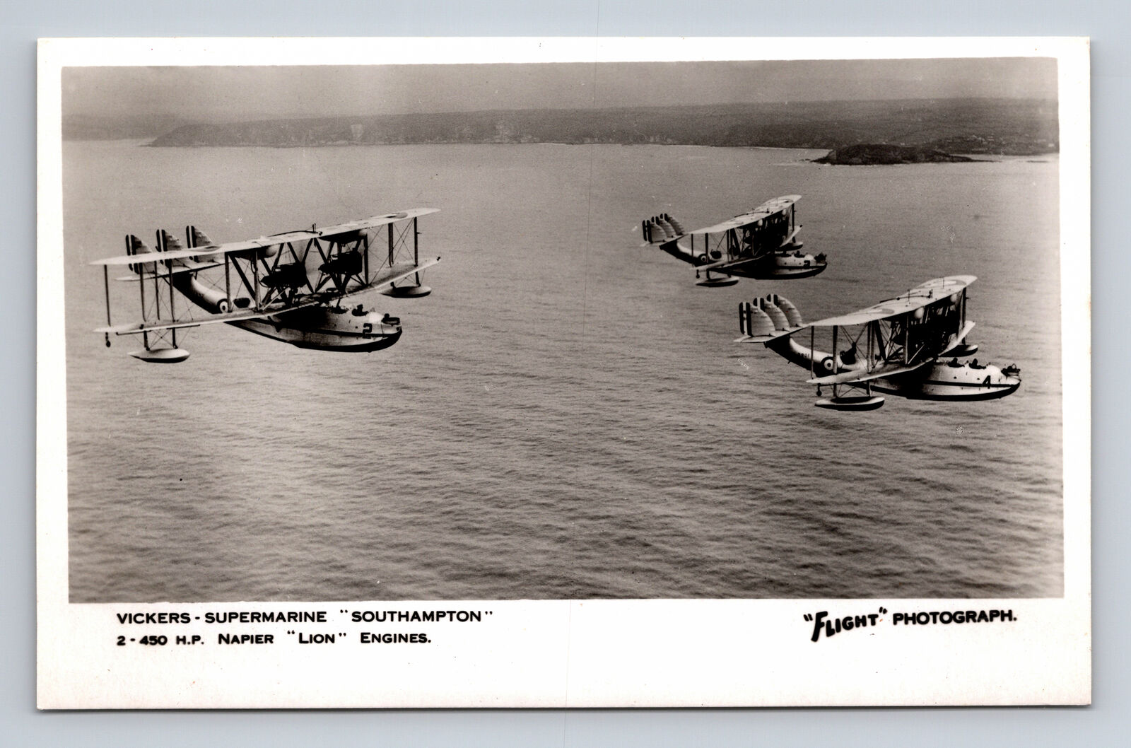 RPPC RAF Vickers Supermarine Southampton Flying Boat FLIGHT Photograph Postcard