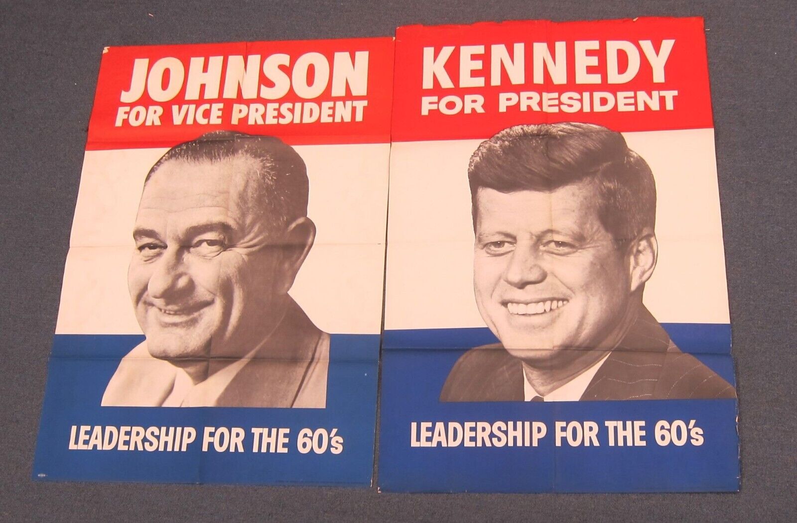 Original 1960\'s LBJ Johnson & JFK John F. Kennedy Campaign Posters