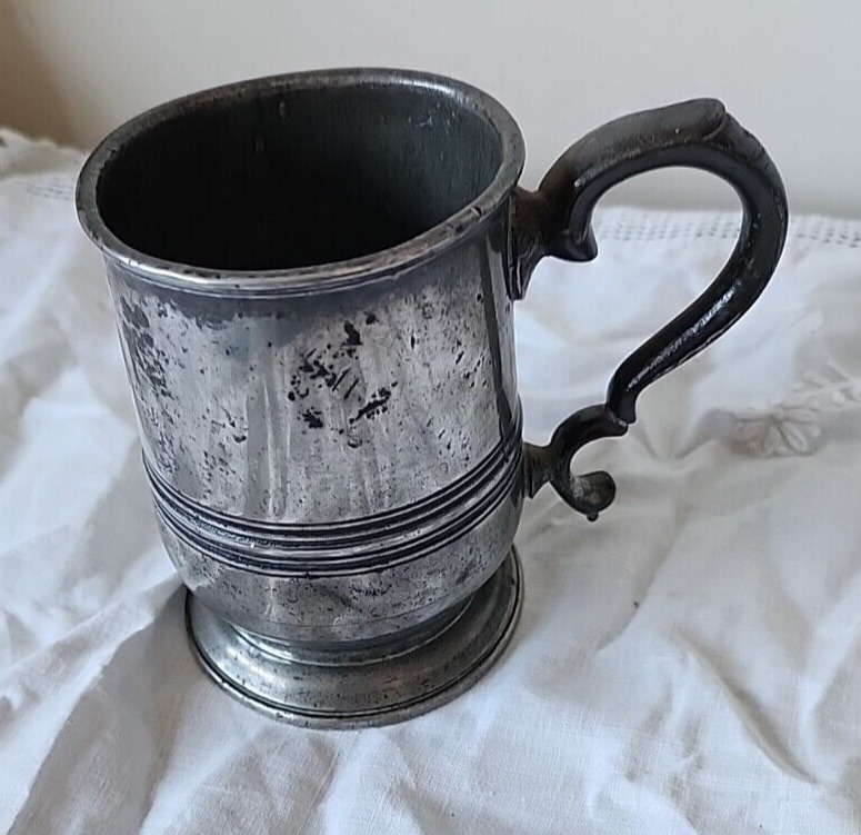 Vintage Pewter 1/2 Pint Tankard Antique Very Old English Collectable Pubs - Home