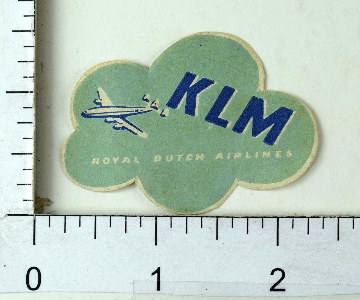 1940\'s-50\'s Die Cut KLM Royal Dutch Airlines Luggage Label Poster Stamp  F70