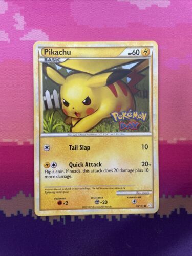 Pokemon Card Pikachu HeartGold & SoulSilver STAMPED POKEMON DAY 78/123 NM