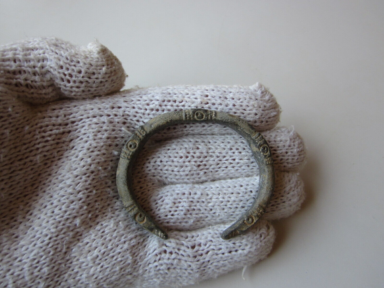 Very rare perfect Viking massive lead engraved embossed bracelet - snakes.