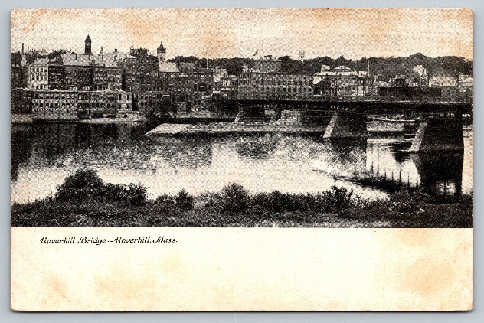 Haverhill, MA - Bradford Bridge - Vintage Essex County, Massachusetts Postcard